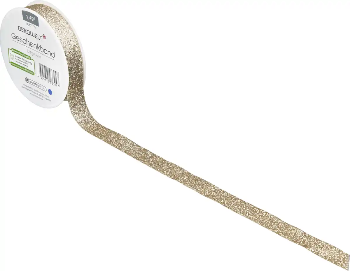 Bild 2 von IDEENWELT Geschenkband Glitzer champagner/gold, 4 m