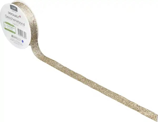 Bild 2 von IDEENWELT Geschenkband Glitzer champagner/gold, 4 m
