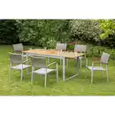 Bild 1 von Gardenson Gartentischgruppe Silano, Natur, Holz, Metall, Kunststoff, Akazie, Hartholz, Fsc, erweiterbar, Gartenmöbel, Gartenmöbel-Sets