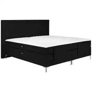 Welnova Boxspringbett, Schwarz, Textil, H3 + H4, 7-Zonen, Höhe ca. 21 cm, 160x200 cm, gepolstertes Kopfteil, in verschiedenen Größen erhältlich, Schlafzimmer, Betten, Doppelbetten