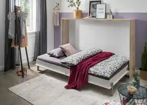 Schrankbett Juist Weiß/Eiche ca. 140x200cm, Weiß, Eichefarben