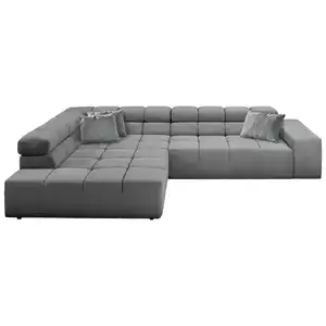 Hom`in Ecksofa, Grau, Textil, 4-Sitzer, Füllung: Schaumstoff, Ottomane links, L-Form, 319x215 cm, Blauer Engel, Goldenes M, Oeko-Tex® Standard 100, DGM-Klimapakt, Typenauswahl, Lederauswahl, Stoffa