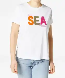 T-Shirt mit Schriftzug, weiß