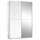 Bild 1 von P & B Schwebetürenschrank, Silber, Weiß, Glas, 6 Fächer, 125x195.5x38 cm, Blauer Engel, BQ - Bündnis für Qualität, Made in Germany, Schlafzimmer, Kleiderschränke, Schwebetürenschränke