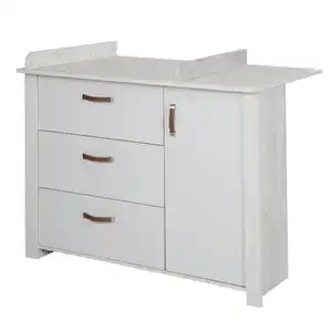 Roba Wickelkommode Mila, Grau, Textil, 1 Fächer, 3 Schubladen, 126x98.5x75 cm, Babymöbel, Wickelkommoden & Zubehör, Wickelkommoden