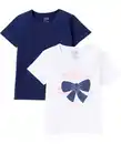Bild 1 von T-Shirts Schleifenmotiv, weiß/dunkelblau