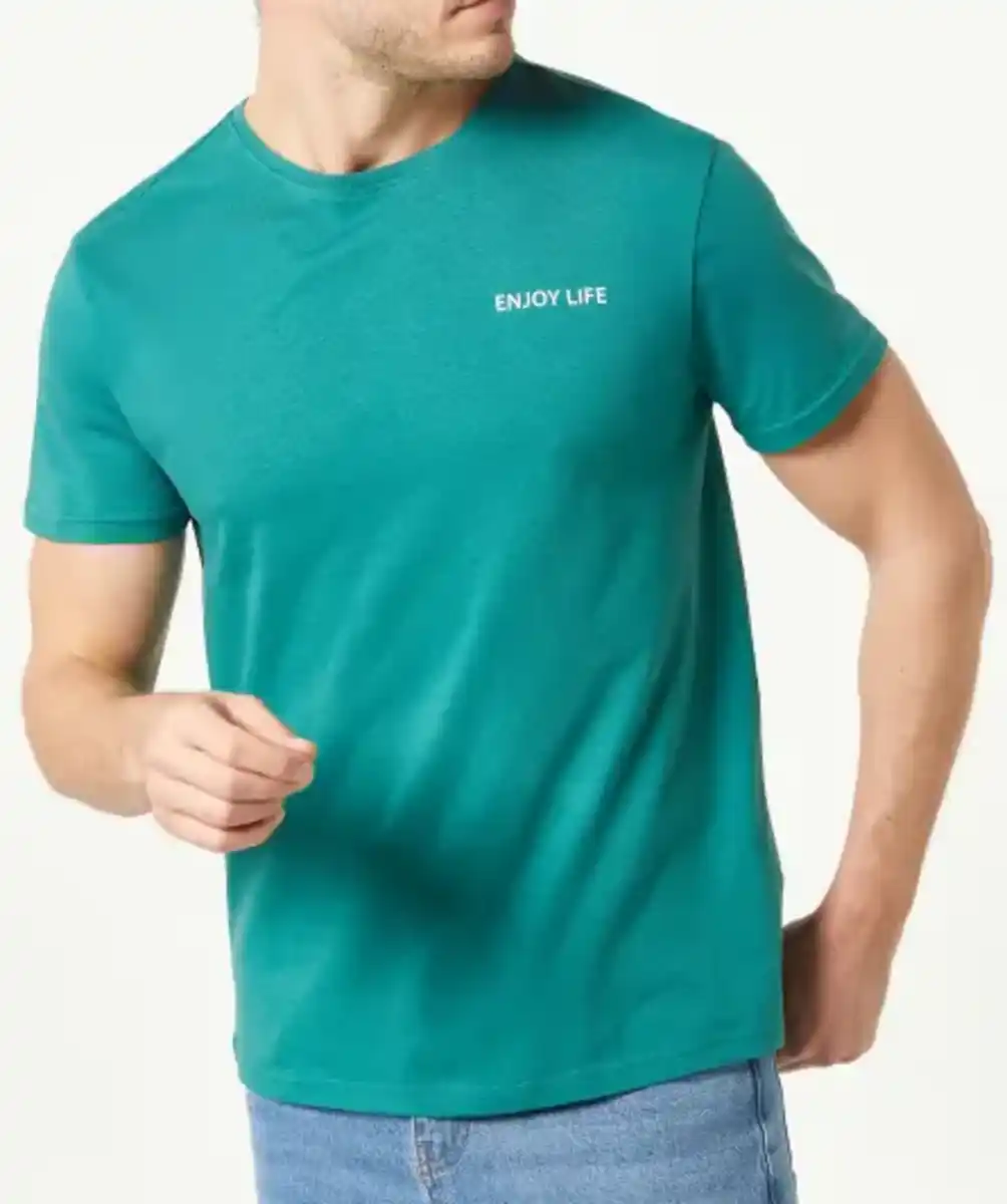 Bild 1 von T-Shirt mit kleinem Print, dunkelgrün