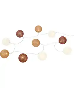LED-Lichterkette mit Baumwollkugeln, braun