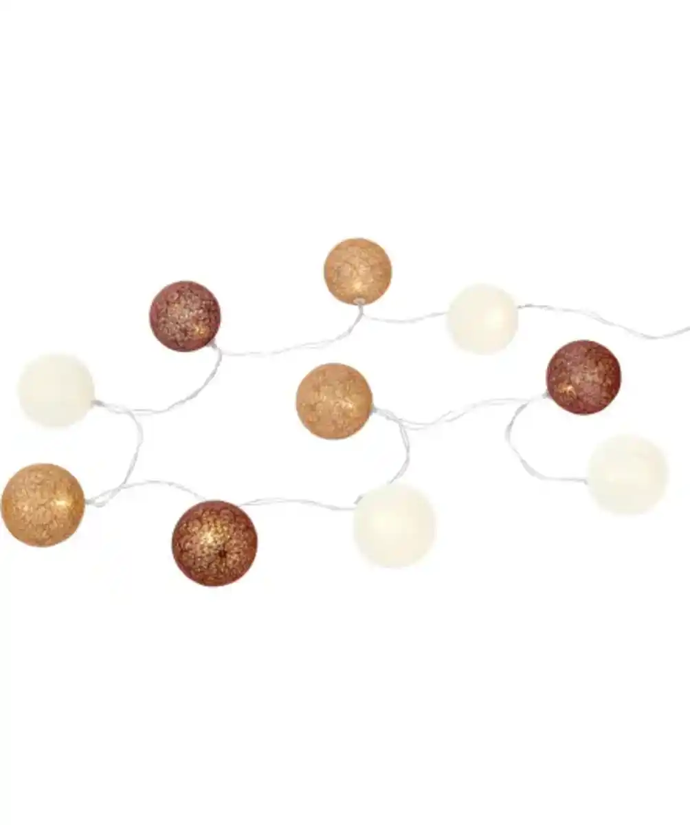 Bild 1 von LED-Lichterkette mit Baumwollkugeln, braun