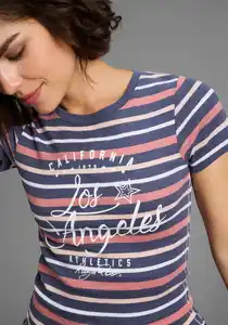KangaROOS T-Shirt in schönem Streifenmix mit Frontdruck
