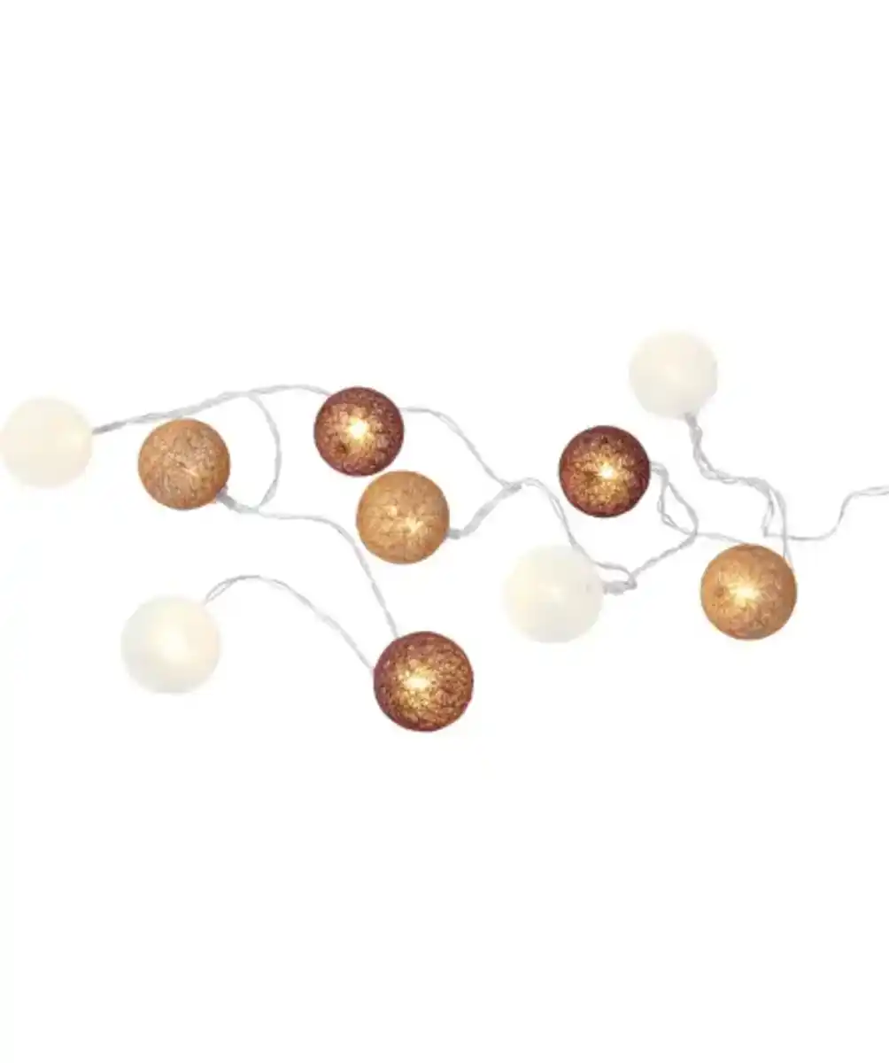 Bild 1 von LED-Lichterkette mit Baumwollkugeln, braun