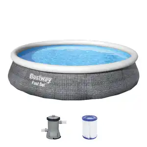 Bestway Fast Set Aufstellpool-Set Ø 396 cm x 84 cm Rund Schiefergrau