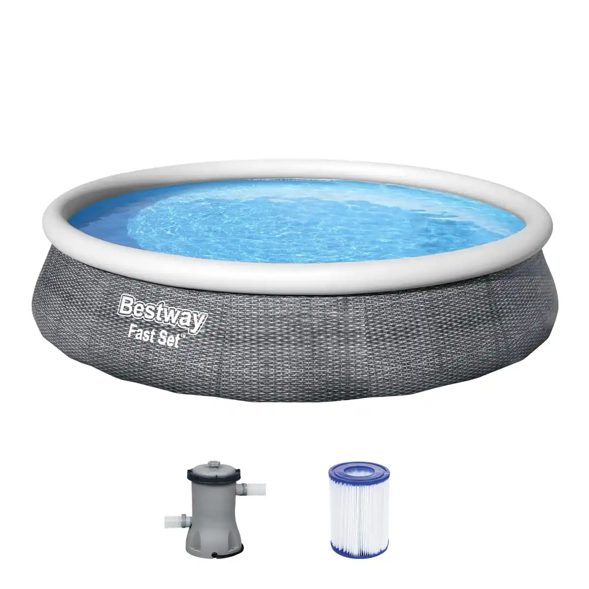 Bild 1 von Bestway Fast Set Aufstellpool-Set Ø 396 cm x 84 cm Rund Schiefergrau