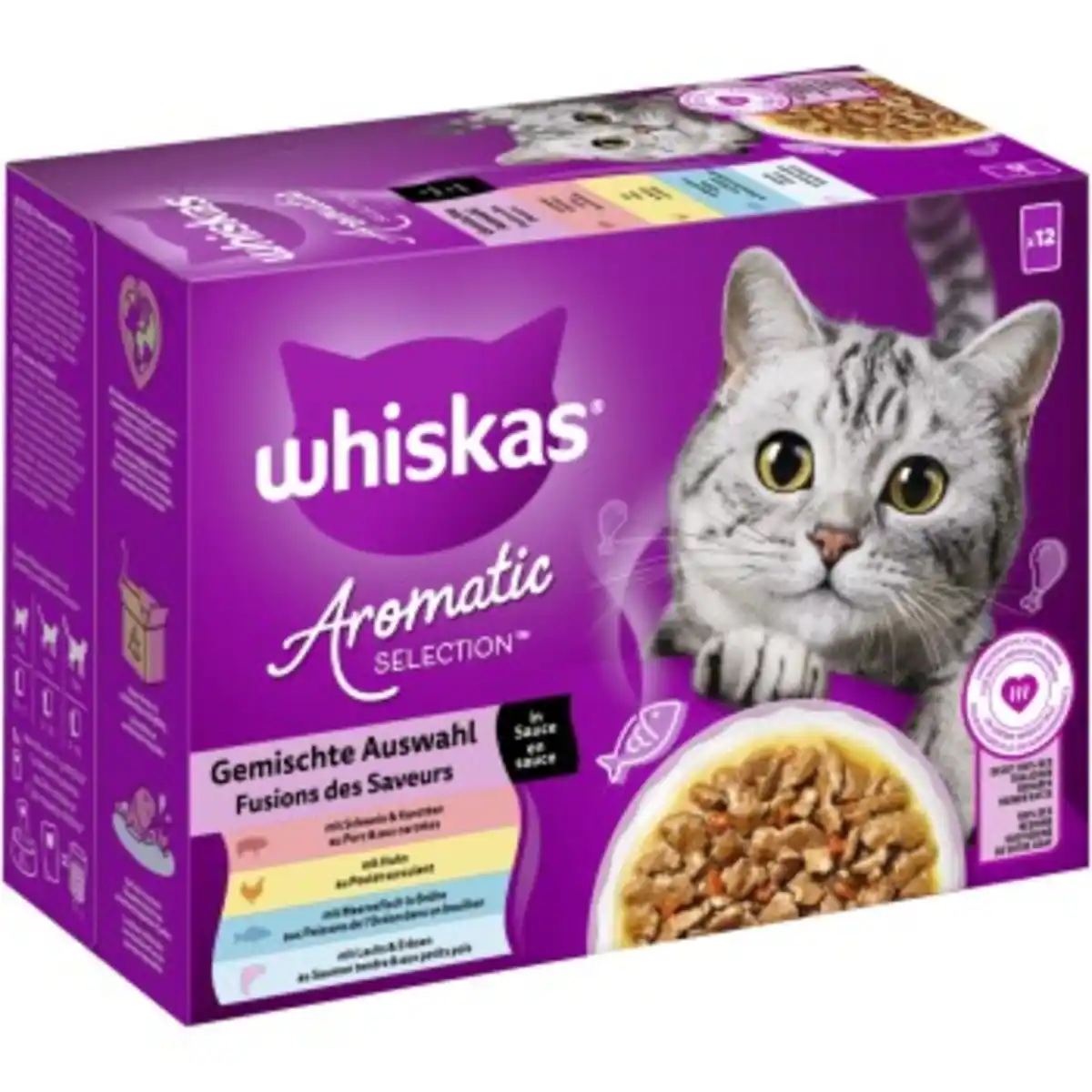 Bild 1 von Whiskas Nassfutter Katze Adult, Multipack, 1+ Gemischte Auswahl, in Sauce 12x85 g