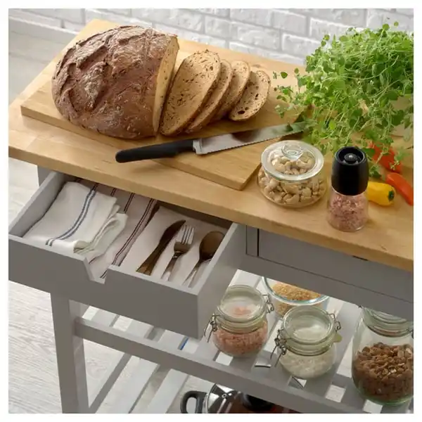 Bild 3 von FÖRHÖJA Servierwagen, Birke/grau, 100x43 cm