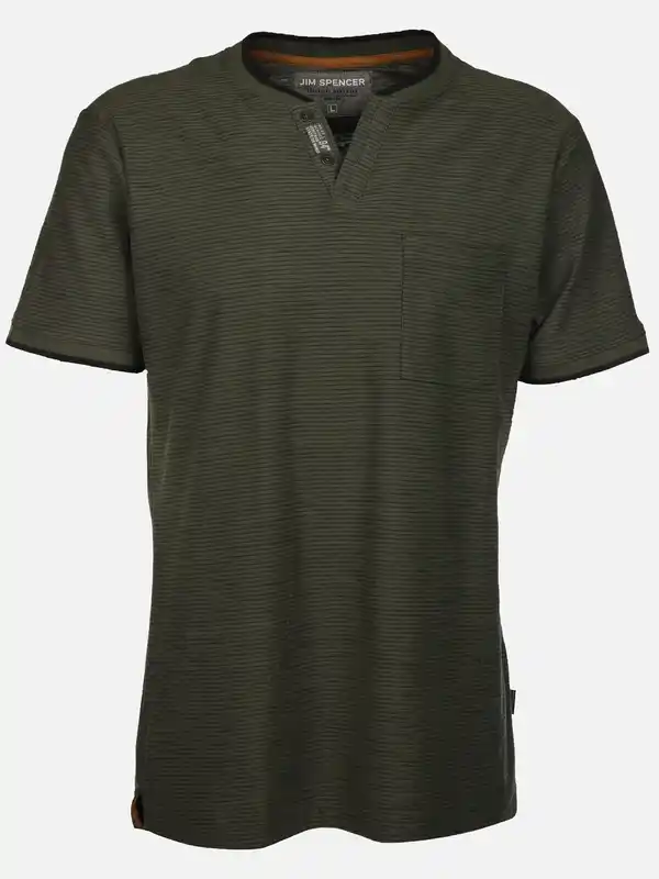 Bild 1 von Herren Henleyshirt in melierter Streifenoptik Oliv