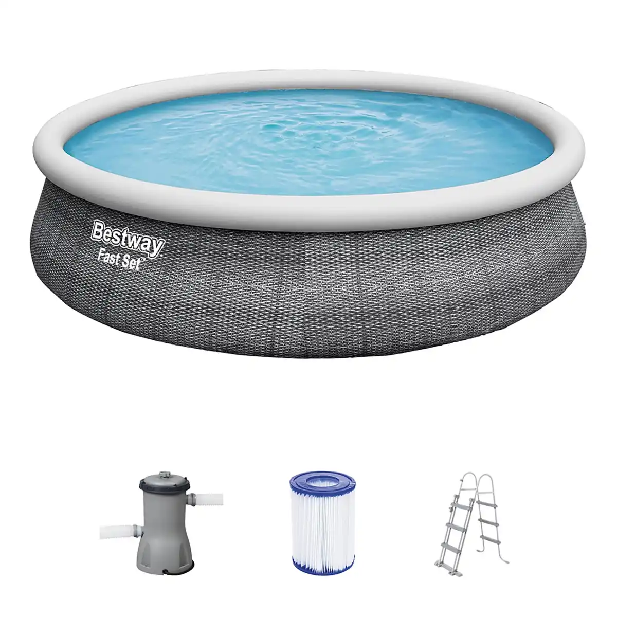 Bild 1 von Bestway Fast Set Aufstellpool-Set Ø 457 x 107 cm Rund Schiefergrau