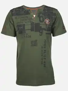 Herren Henleyshirt mit Print Oliv