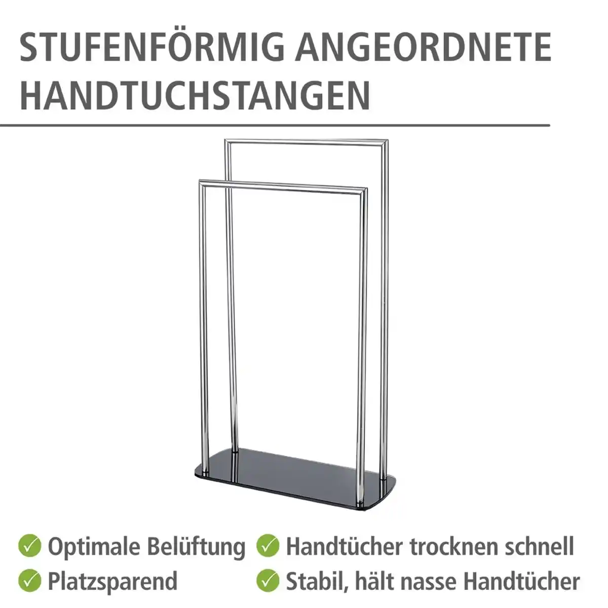 Bild 2 von Handtuchhalter Mod. Ravina Edelstahl glänzend, Handtuchständer mit Bodenplatte aus Glas