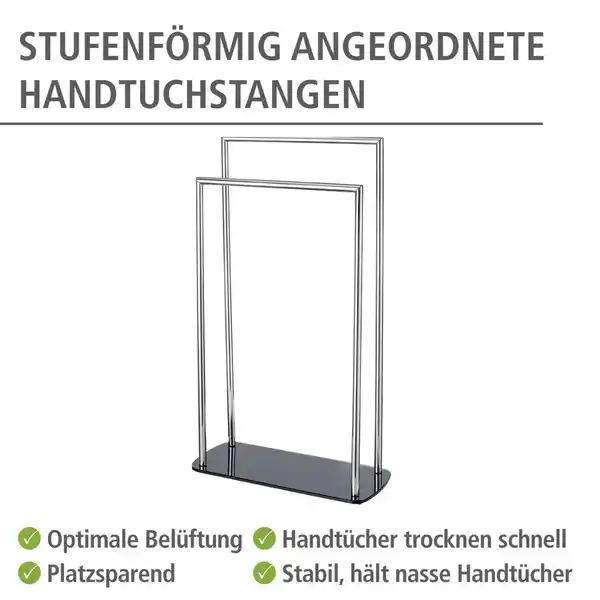 Bild 2 von Handtuchhalter Mod. Ravina Edelstahl glänzend, Handtuchständer mit Bodenplatte aus Glas