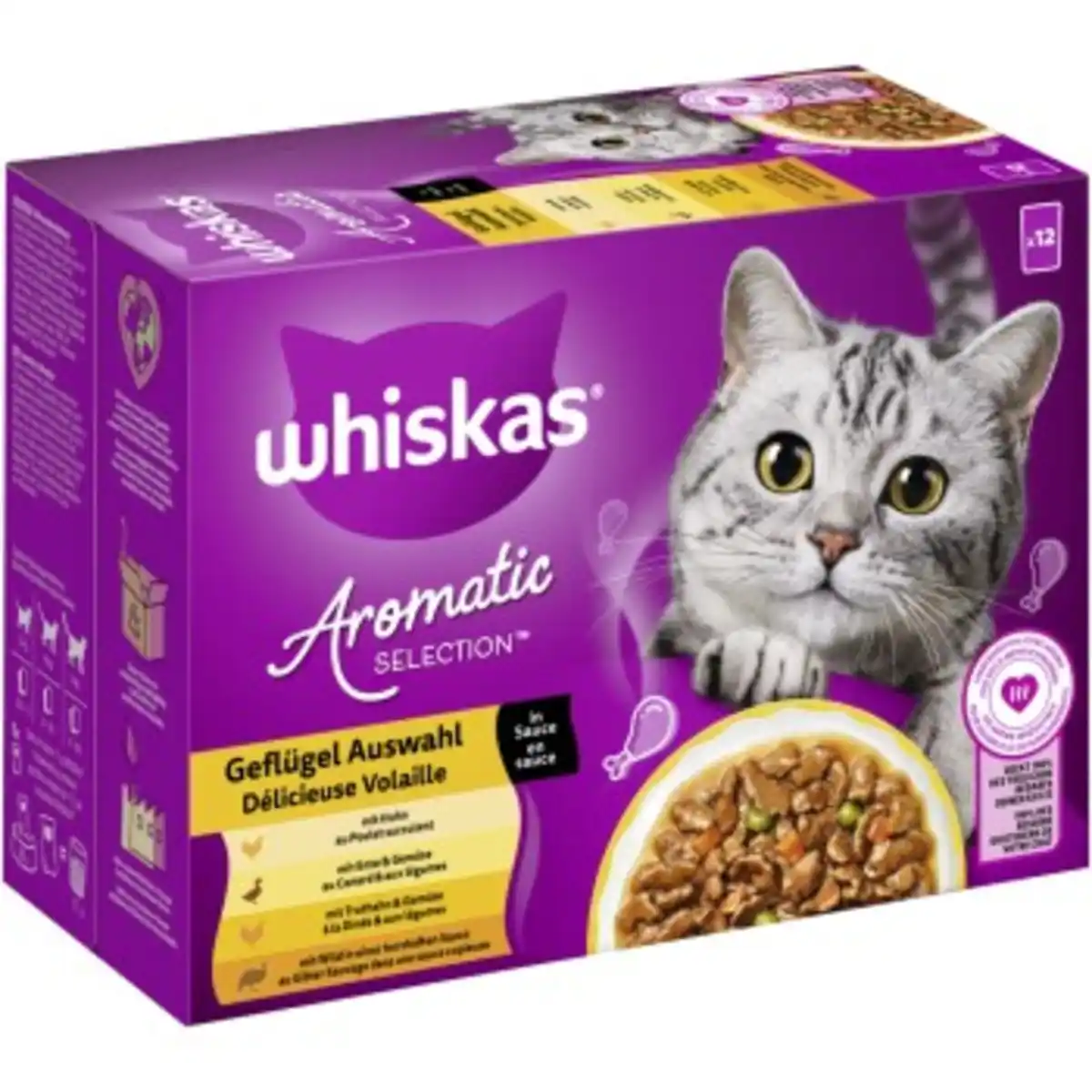 Bild 1 von Whiskas Nassfutter Katze Adult, Multipack, 1+ Geflügel Auswahl, in Sauce 12x85 g