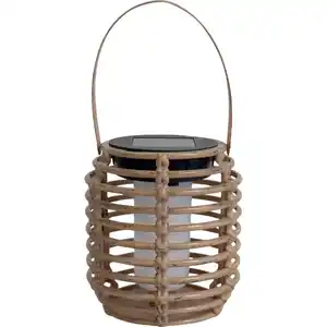 Solar LED-Tischleuchte Rattanoptik