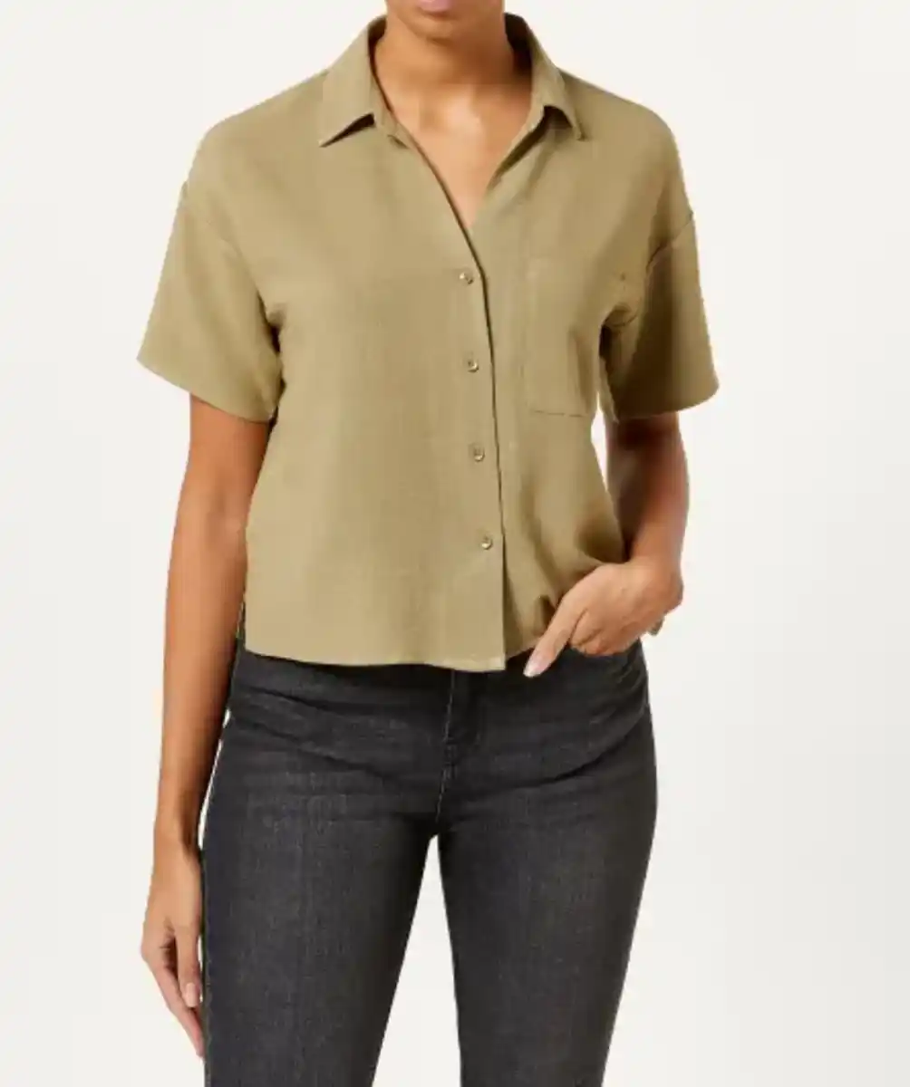 Bild 1 von Bluse mit Leinenanteil, Khaki