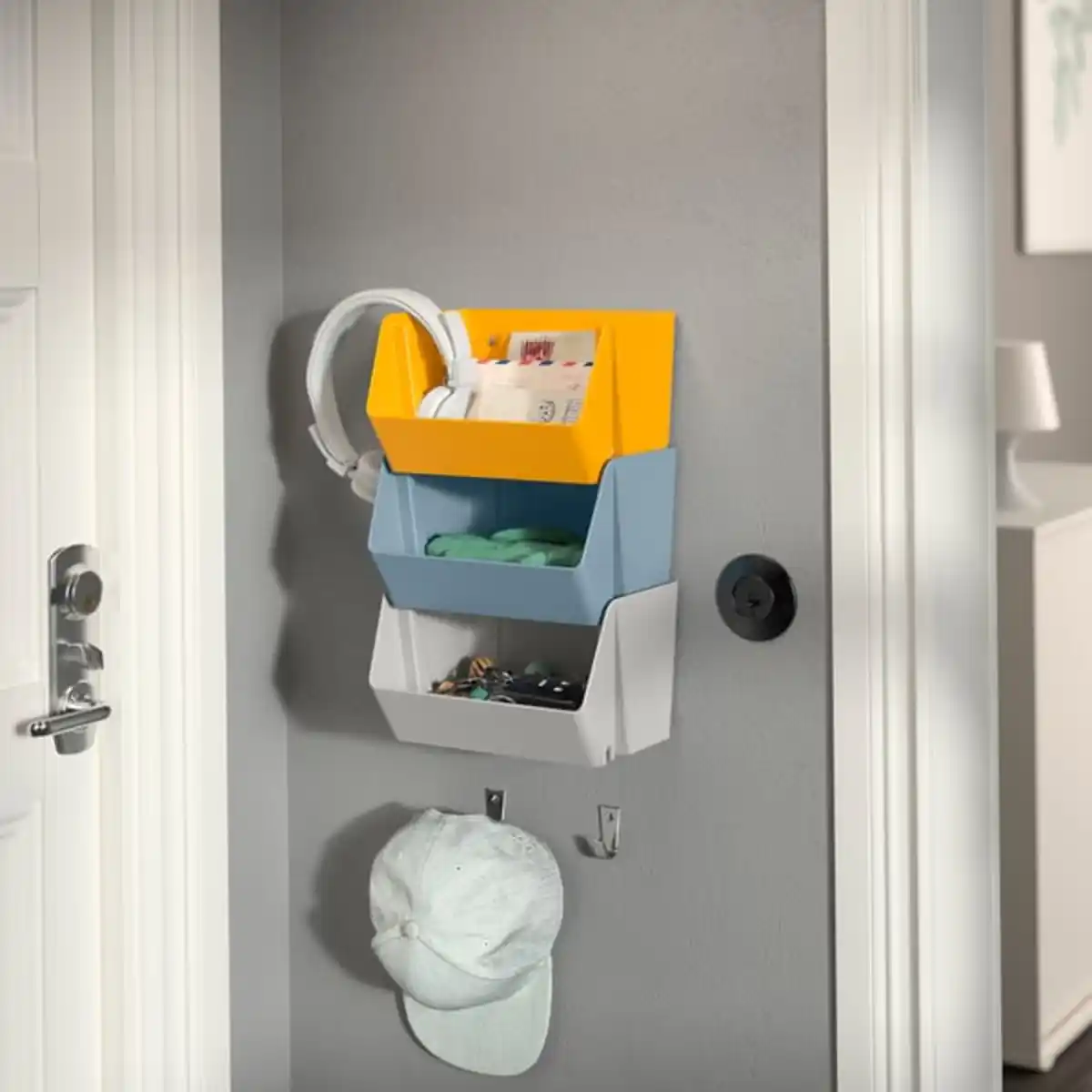 Bild 4 von FODERTRÅG Schreibtisch-/Wandaufbewahrung, hellgrau, 25x18x15 cm