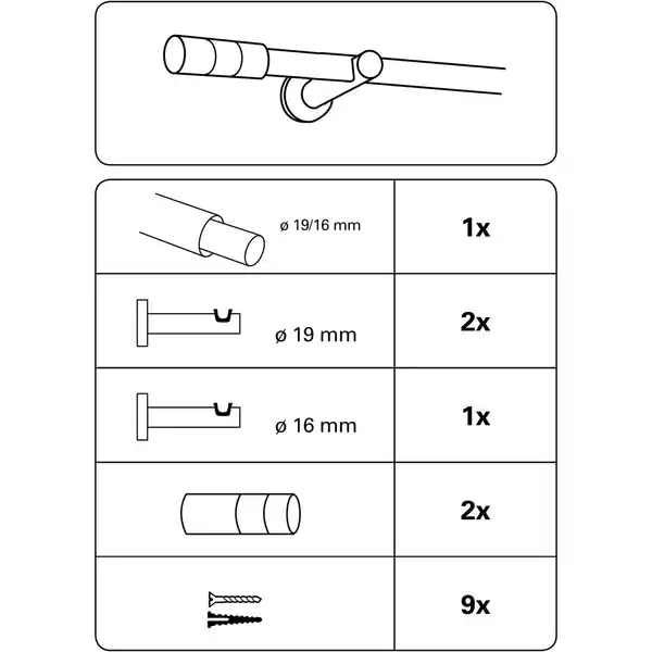 Bild 3 von Gardinia Gardinenstangen-Set Kreta Zylinder Ø 16/19 mm 120 cm - 210 cm Weiß