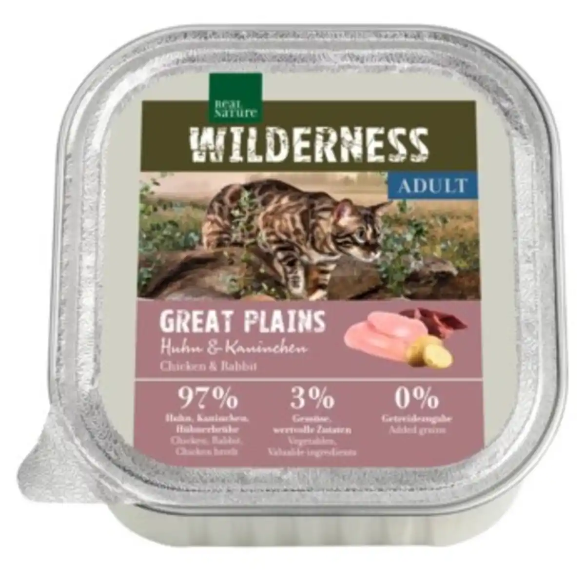 Bild 1 von REAL NATURE WILDERNESS Nassfutter Katze, Adult 16x100 g Great Plains Huhn und Kaninchen
