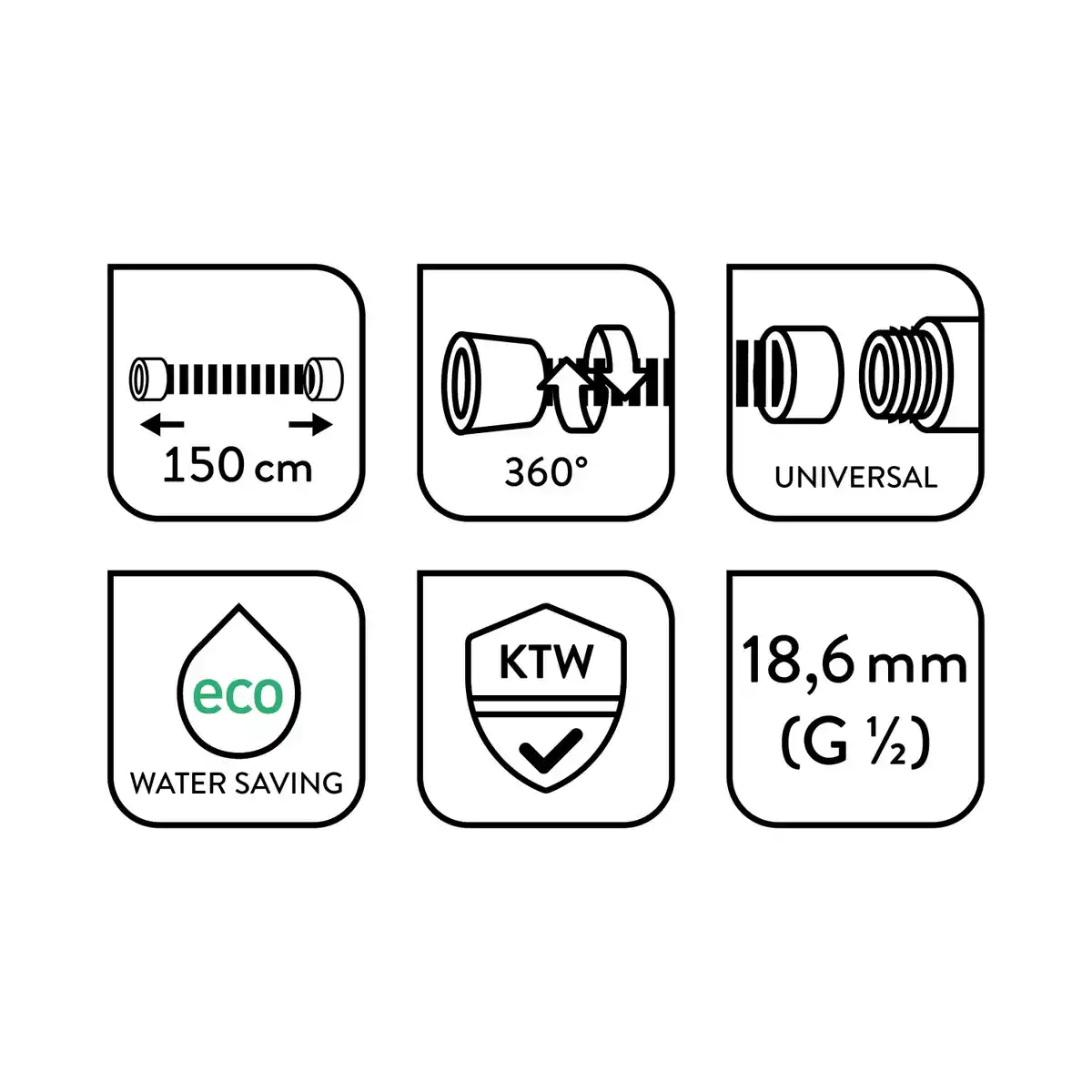 Bild 2 von baliv Metall Wassersparbrauseschlauch BSL-150.80 für Handbrausen 150cm Verchromt