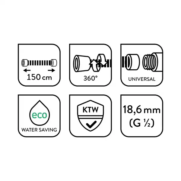 Bild 2 von baliv Metall Wassersparbrauseschlauch BSL-150.80 für Handbrausen 150cm Verchromt