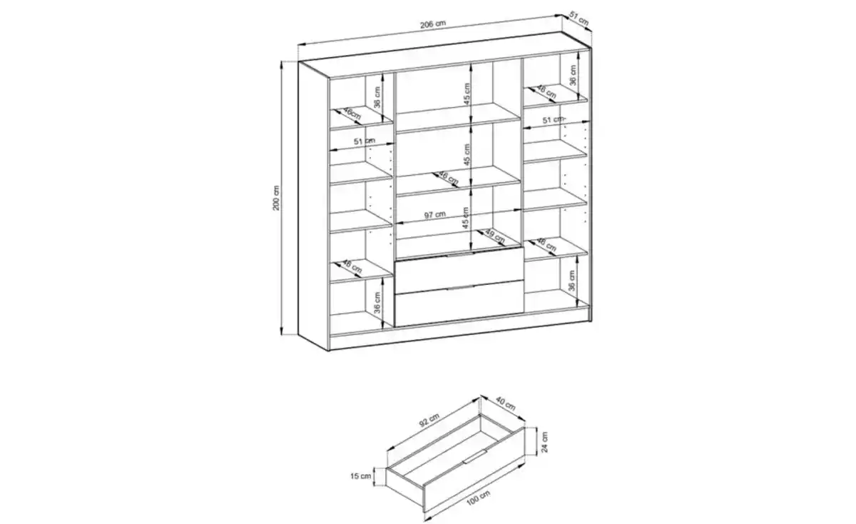 Bild 4 von Drehtürenschrank mit 2 Schubladen Lyke