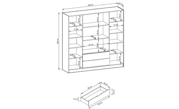 Bild 4 von Drehtürenschrank mit 2 Schubladen Lyke
