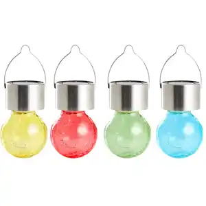 Solar LED-Kugelleuchte aufhängbar aus Crushglas