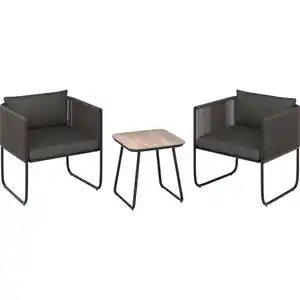 Lounge-Set Fullerton 3-teilig Wicker Stahl Anthrazit-Grau