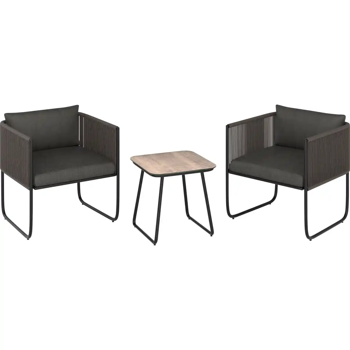 Bild 1 von Lounge-Set Fullerton 3-teilig Wicker Stahl Anthrazit-Grau