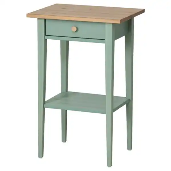 Bild 1 von HEMNES Ablagetisch, graugrün/hellbraun lasiert, 46x35 cm