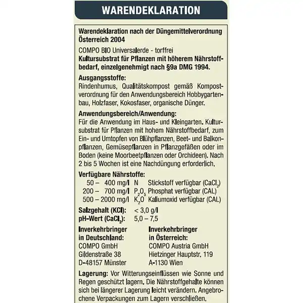 Bild 3 von Compo Bio Universal-Erde torffrei 40 l