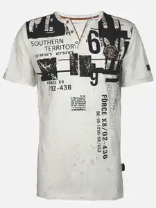 Herren Henleyshirt mit Print Weiß