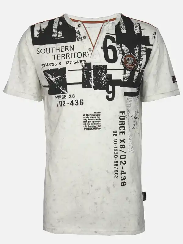 Bild 1 von Herren Henleyshirt mit Print Weiß