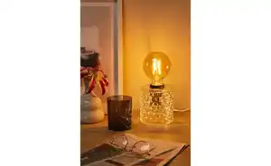 levelone Tischleuchte, 1-flammig, Glas mit Wellenmuster