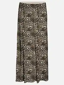 Damen Midi-Rock mit Print Beige