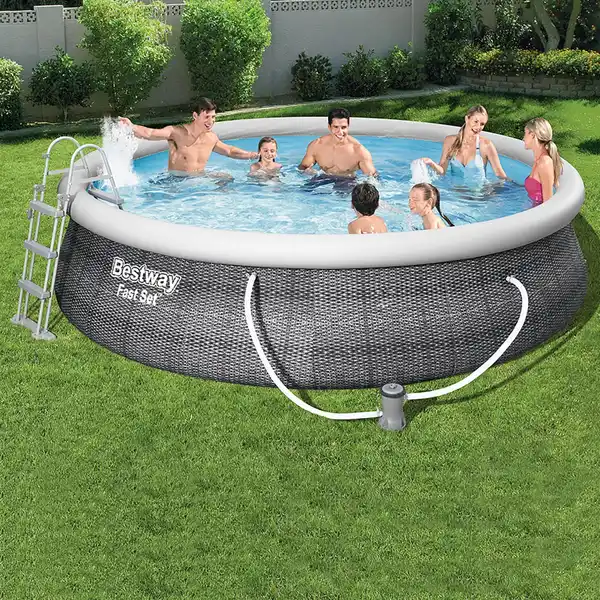 Bild 2 von Bestway Fast Set Aufstellpool-Set Ø 457 x 107 cm Rund Schiefergrau