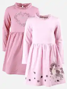 Mädchen Kleider 2er Pack mit Print Rosa