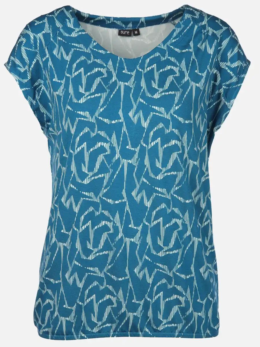 Bild 1 von Damen Shirt mit Alloverprint und Gummibund Blau