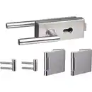 Bild 1 von Beschlag-Set für Glasdrehtüren Quadrat Alpha Profilzylinder Edelstahl Gebürstet
