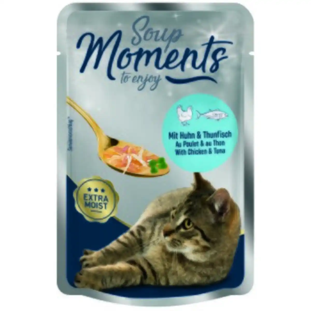 Bild 1 von MOMENTS Soup Nassfutter Katze Adult, Huhn und Thunfisch 12x40 g