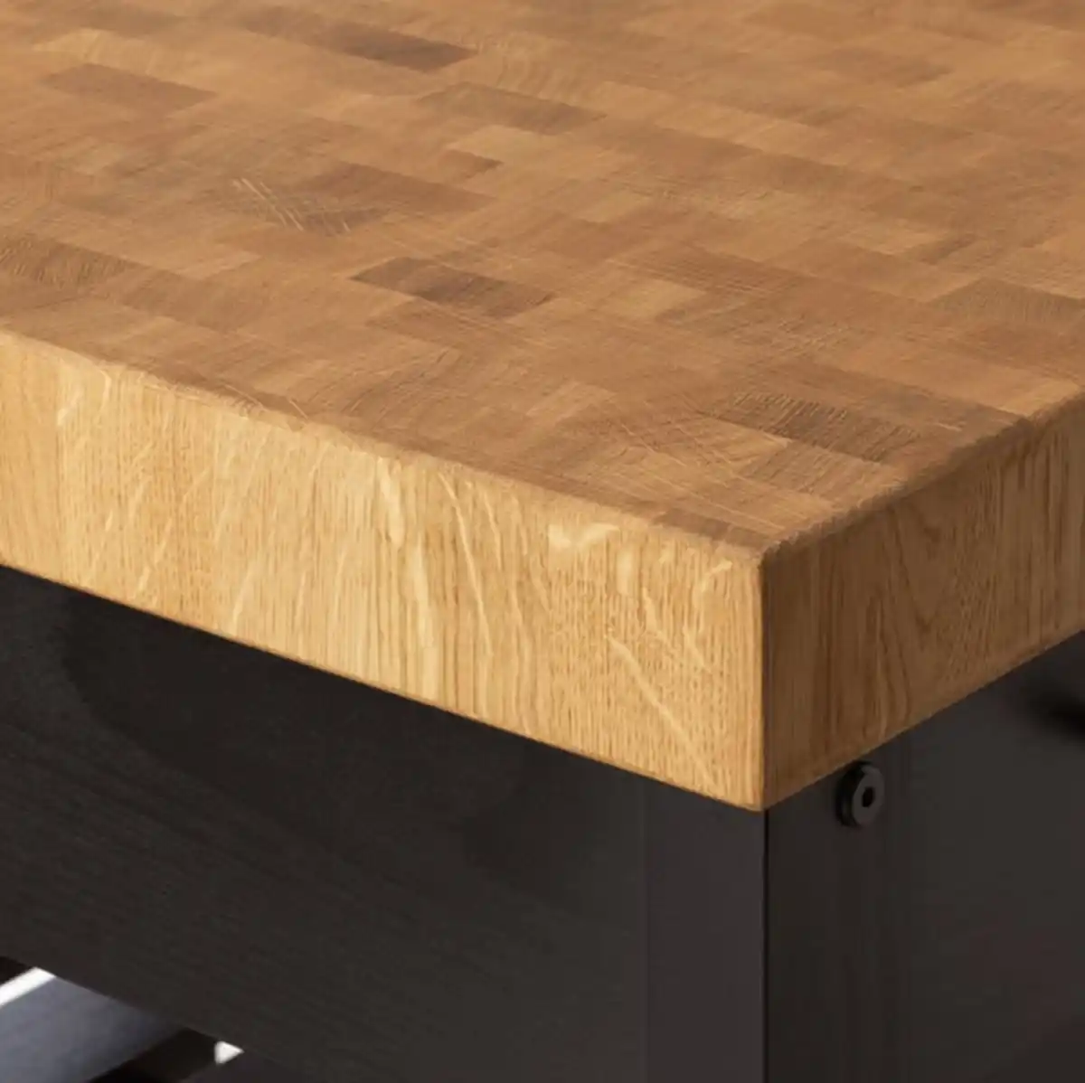 Bild 3 von VADHOLMA Kücheninsel, schwarz/Eiche, 79x63x90 cm