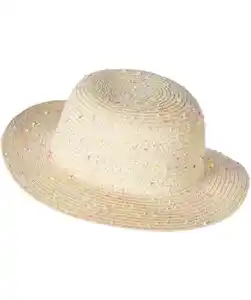 Strohhut mit bunten Details, hellnatur